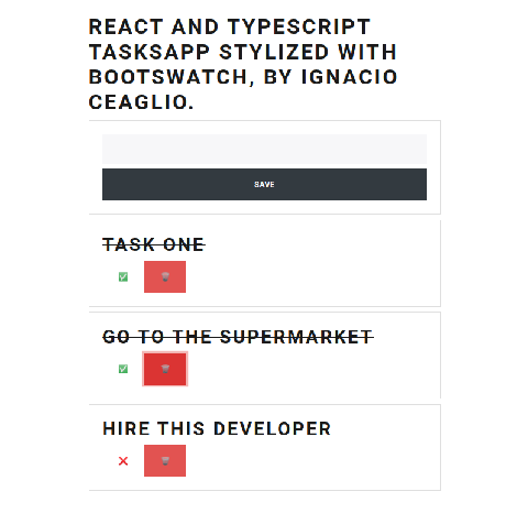 React.js and Typescipt Tasks App